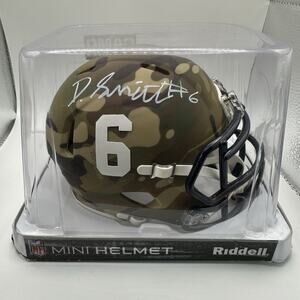DeVonta Smith Signed Eagles Camo Mini Helmet Beckett Witnessed Auto Riddell
